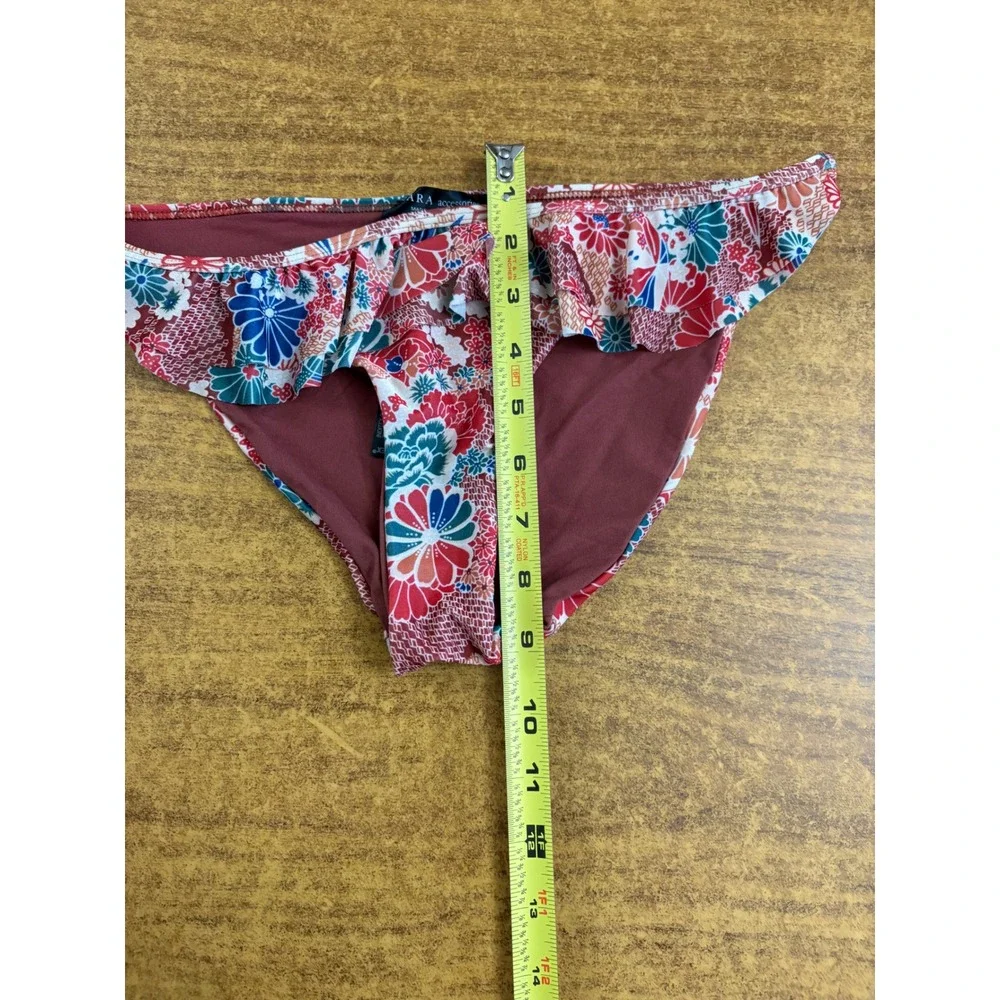 Zara Accessories‎ Floral Ruffle Bikini Bottoms Multi Color Size S